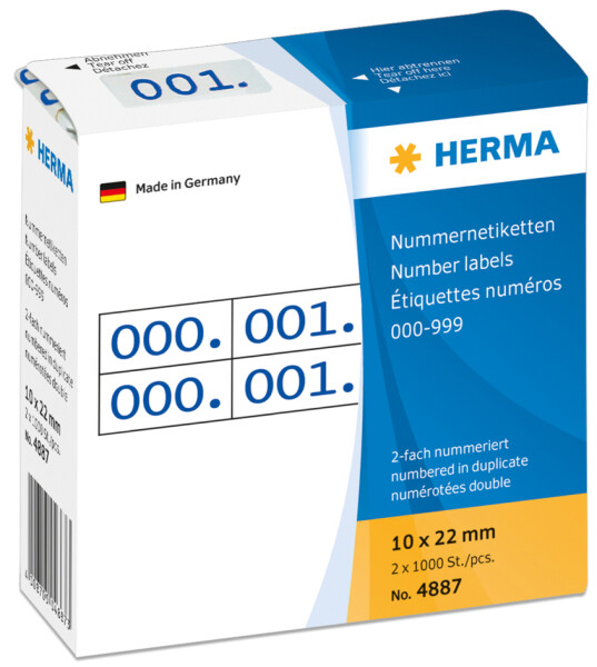 HERMA Nummernetik. doppelt selbstkl. 10x22 mm Aufdruck rot