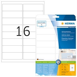 HERMA Adressetiketten A4 weiß 99,1x33,8 mm Papier 400 St.