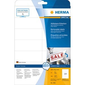 HERMA Etiketten A4 weiß 105x42,3 mm ablösbar Papier 350 St.