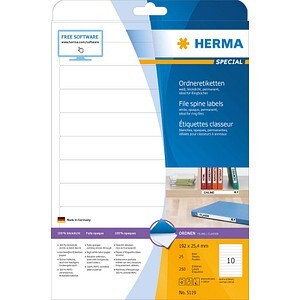HERMA Ordneretik. A4 weiß 192x25,4 mm Papier opak 250 St.