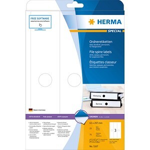 HERMA Hängeordneretik. A4 weiß 63x297 mm Papier opak  75 St.