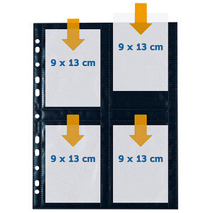 HERMA Fotosichthüllen  90 x 130 mm hoch schwarz 10 Hüllen