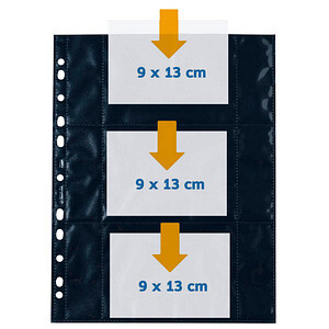 HERMA Fotosichthüllen  90 x 130 mm quer schwarz 10 Hüllen