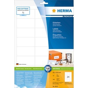 HERMA Etiketten Premium A4 weiß 66x33,8   mm Papier 240 St.