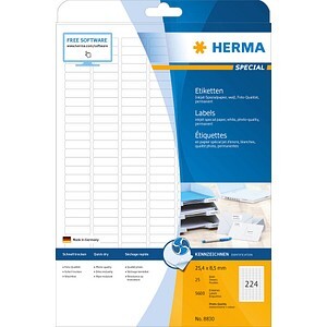 HERMA Inkjet-Etiketten A4 weiß 25,4x8,5  mm Papier 5600 St.