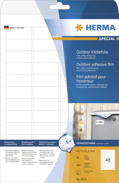 HERMA Etik. A4 Outdoor Klebefolie weiß 99,1x139  mm  40 St.