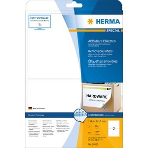 HERMA Etiketten A4 weiß 199,6x143,5 mm ablösb. Papier 50 St.