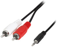 Logilink Audiokabel 1x 3,5mm -> 2x Cinch St/St  1.50m bk