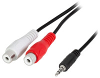 Logilink Audiokabel 1x 3,5mm -> 2x Cinch St/Bu  0.20m bk