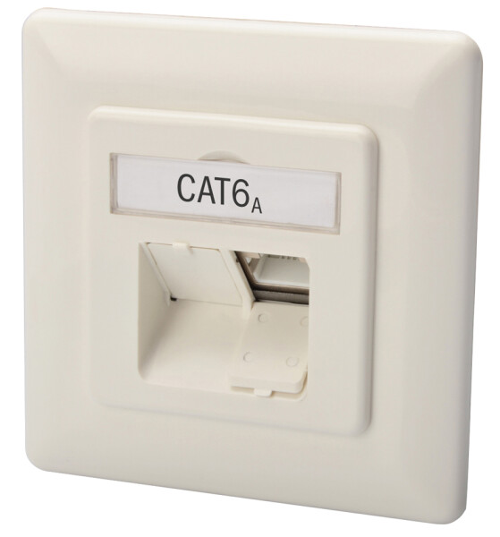 DIGITUS Anschlussdose Cat6a 2xRJ45 geschirmt Unterputz weiß