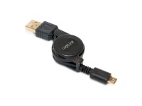 Logilink USB Kabel A -> micro B St/St retractable,...