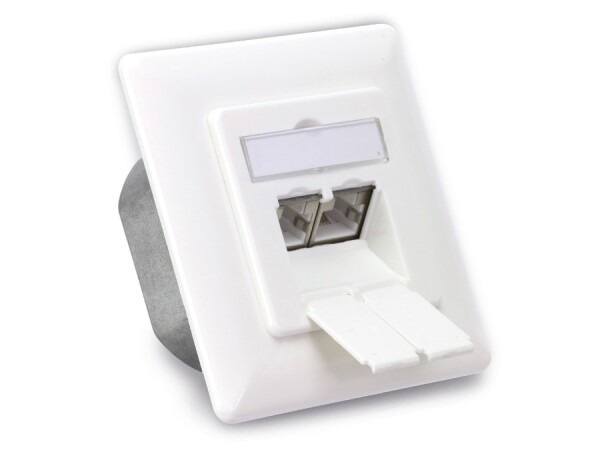 Logilink Cat.6A Anschlussdose, 2x RJ45,weiß, waagerecht