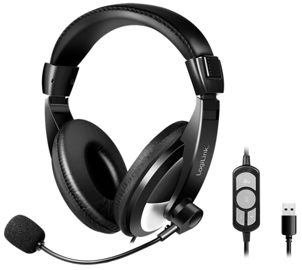 Logilink Kopfhörer USB stereo mit Mikro  m. Fernbedienung