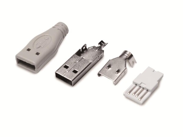 Logilink USB-Stecker Typ-A Lötversion, Set aus 4 Teilen