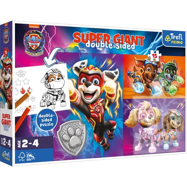 Paw Patrol Film - Primo GIANT Puzzle 15 Teile + Malvorlage