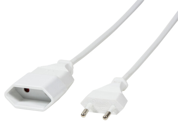 Logilink Netzkabel Euro CEE 7/16 Stecker zu Dose, 2m, Weiß