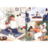 Yoga, Cats & Coffee: Peace of Mind / ADOBE STOCK_L - UFT Puzzle 1000 Teile