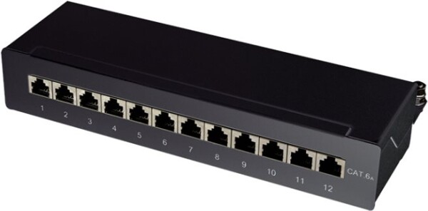 Logilink Patchpanel Tisch/Wand Cat.6A STP 12 Ports, schwarz
