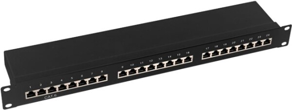 Logilink Patchpanel 19" Einbau Kat.6 STP 24 Port, schwarz