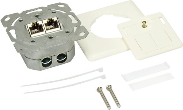 Logilink Cat.6 Anschlussdose, 2x RJ45,pur weiß, senkrecht