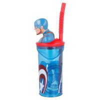 Marvel: Captain America - 3D Trinkbecher mit Strohhalm 360ml