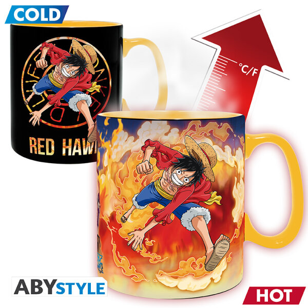 ONE PIECE - Mug Heat Change - 460 ml - Luffy & Sabo-cardboard box