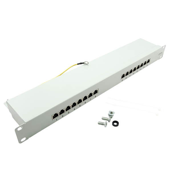 Logilink 19" Cat.6 Patchpanel, 16-Port STP EconLinie grau