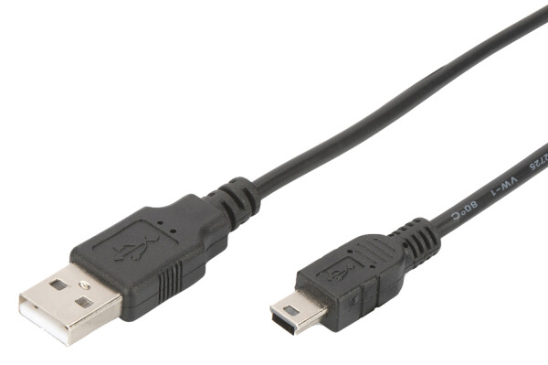 DIGITUS USB 2.0 Anschlusskabel Typ A -mini B St/St  1.0m, sw