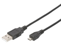DIGITUS USB 2.0 Anschlusskabel Typ A -mikro B St/St 1,8m, sw