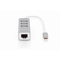 DIGITUS USB-C-Hub  3-Port 2.0->3xA2.0 integr. Kabel     weiß
