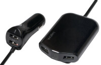 Logilink USB Car Charger, 2+2-Port, 24W, schwarz