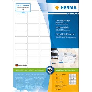 HERMA Adressetiketten A4 weiß 38,1x21,2 mm Papier 6500St.