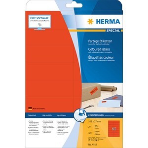 HERMA Etiketten A4 rot  105x37mm Papier matt ablösbar 320St.