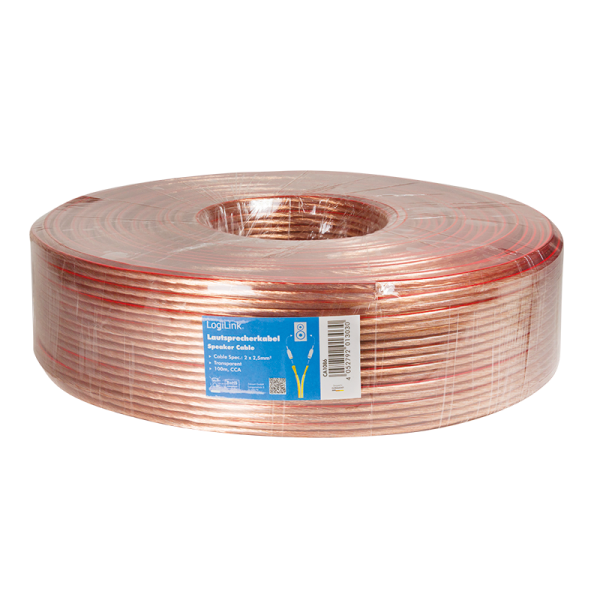 Logilink Lautsprecherkabel, 2x2.50 mm2, 100 m transparent