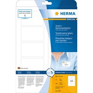 HERMA Textil/Namensetiketten A4    80x   50mm weiss  100 St.