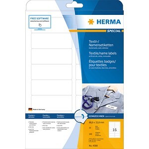 HERMA Textil/Namensetiketten A4  88.9x 33.8mm weiss  160 St.