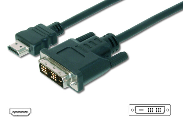 DIGITUS HDMI-Kabel A->DVI(18+1)   St/St  3.0m schwarz FullHD
