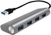 Logilink USB 3.0 HUB 4-port, Aluminium grau