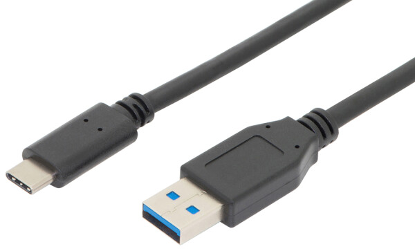 DIGITUS USB 2.0 Anschlusskabel Typ C -A  St/St     1.0m,  sw