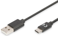 DIGITUS USB 2.0 Anschlusskabel Typ C -A  St/St     3.0m,  sw