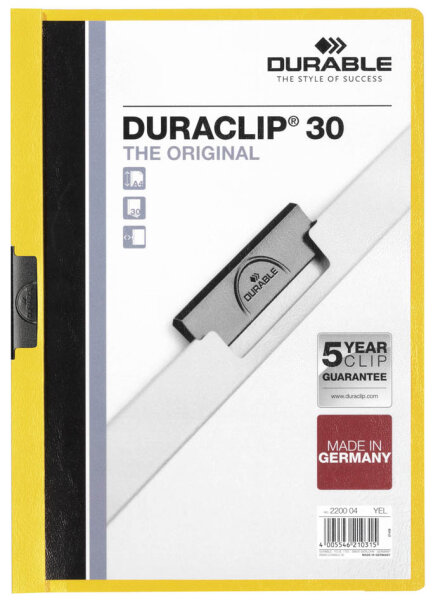 DURABLE Klemm-Mappe Duraclip Original 30 gelb
