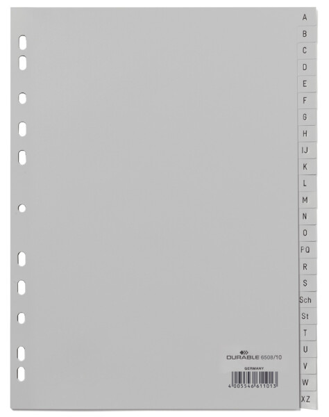 DURABLE A-Z Register A4 24tlg. PP volldeck. grau