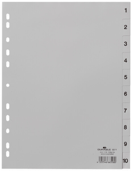 DURABLE Zahlenregister (A4 geprägte Taben 1-10 PP volldecke