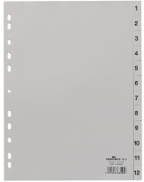 DURABLE Zahlenregister A4 1-12 PP volldeck. grau