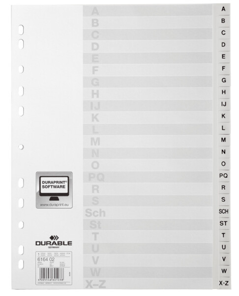 DURABLE A-Z Register A4 20tlg. überbreit grau