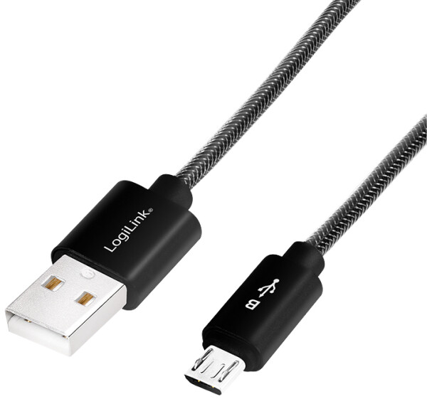 Logilink USB zu Micro USB Sync- u.Ladekabel grau, 1m