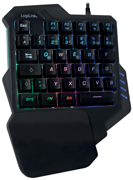 Logilink Einhand-Gaming Tastatur, beleuchtet, schwarz