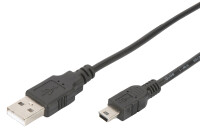 DIGITUS USB 2.0 Anschlusskabel Typ A -mini B St/St 1.8m,  sw