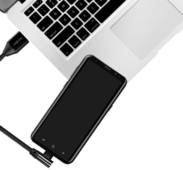 Logilink USB-Stecker USB 2.0 zu USB-C (90° gewinkelt) 1,0m