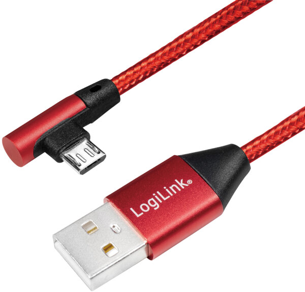 Logilink USB 2.0 Stecker 2.0 zu USB-B (90°gewinkelt)0,3m rot